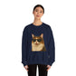 Calico Cat Wearing Sunglasses - Adult Crewneck Sweatshirt