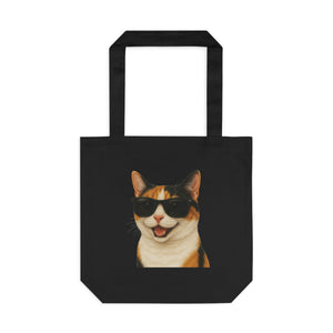 Calico Shorthair Cat Wearing Sunglasses Cotton Tote Bag