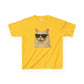 Domestic Longhaired Cat Wearing Sunglasses Kids Tee