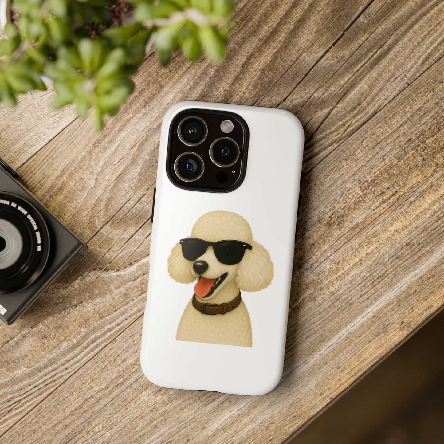 White Poodle Wearing Sunglasses - Tough Phone Case