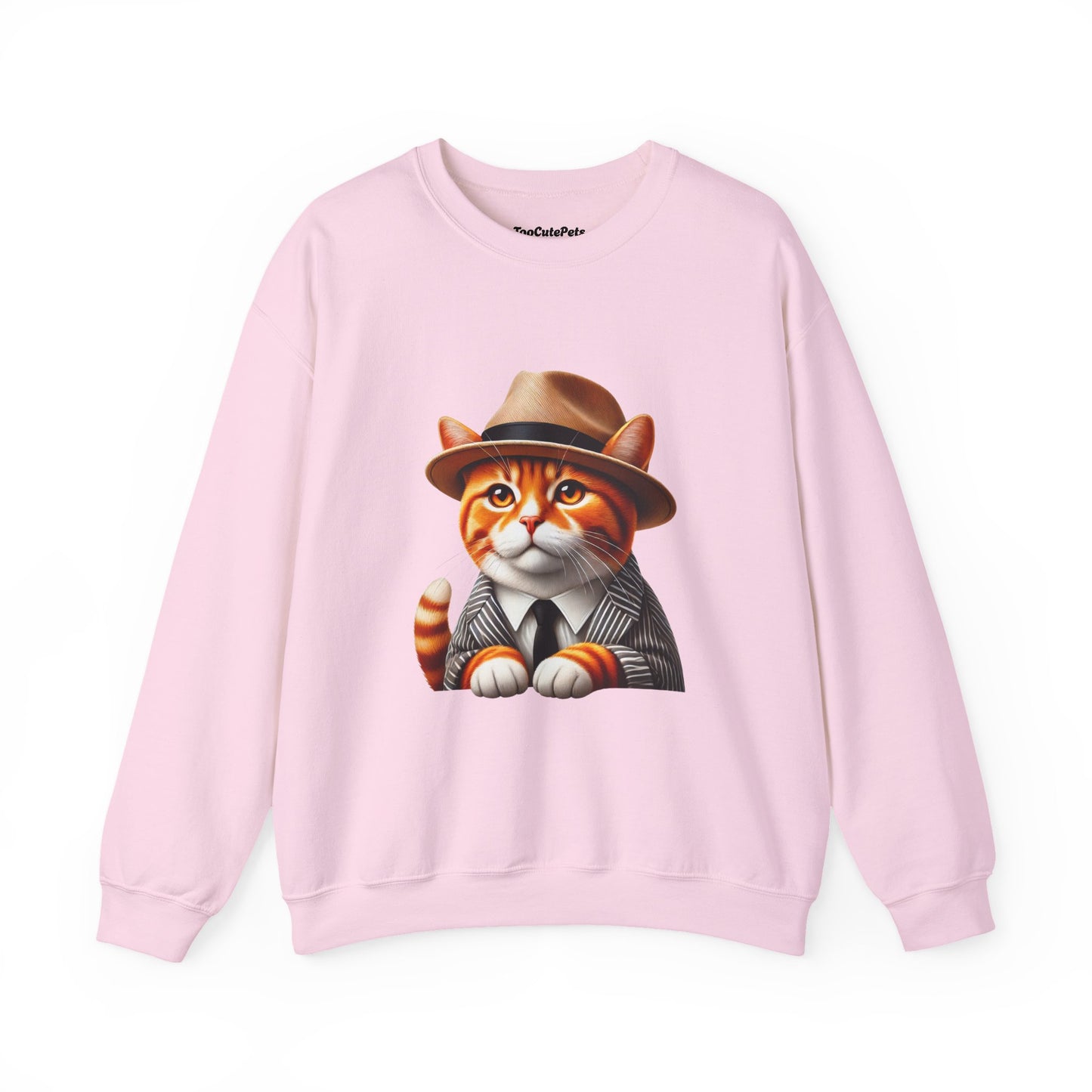 Tabby Cat in Fedora & Suit – Adult Unisex Crewneck Sweatshirt