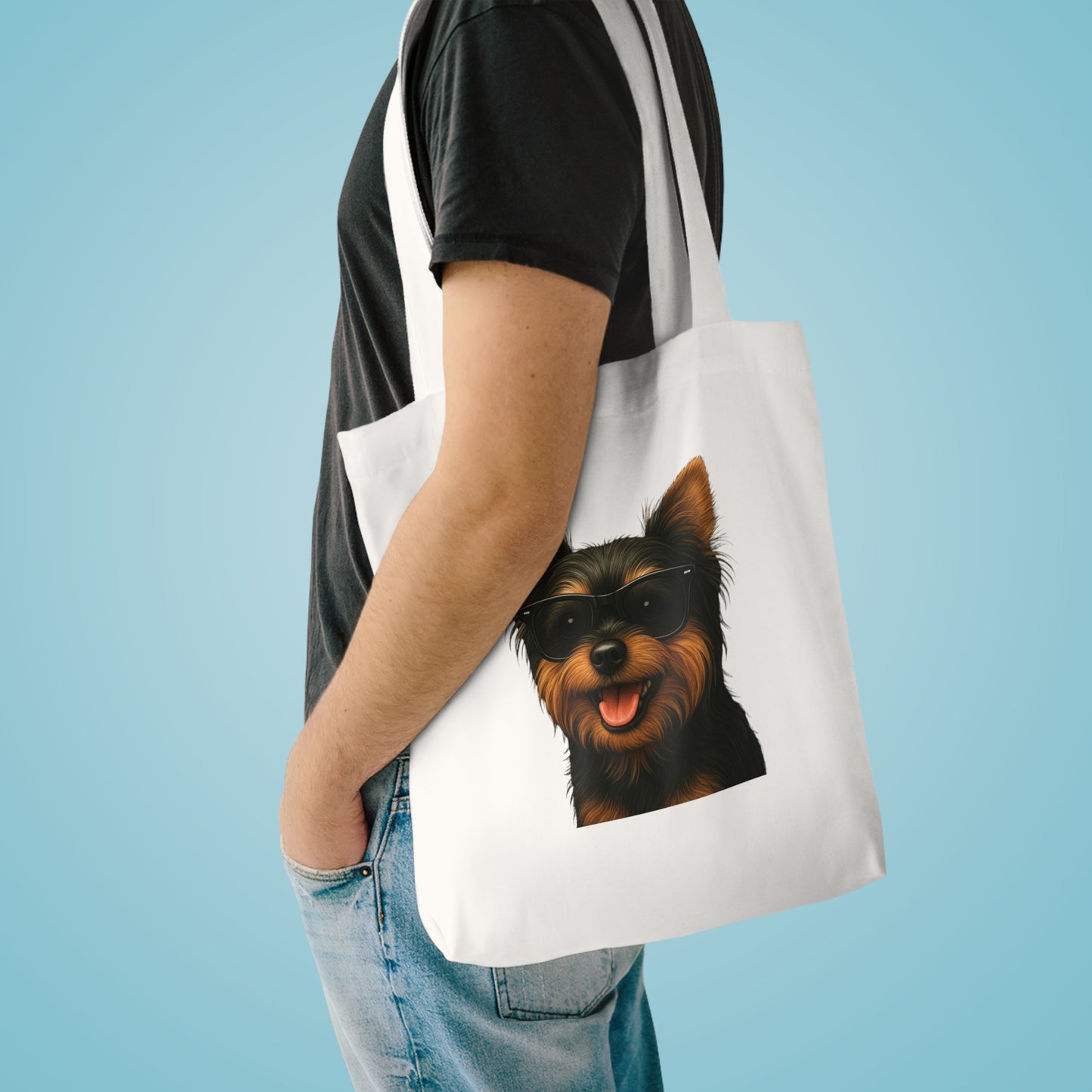 Yorkshire Terrier Wearing Sunglasses Cotton Tote Bag