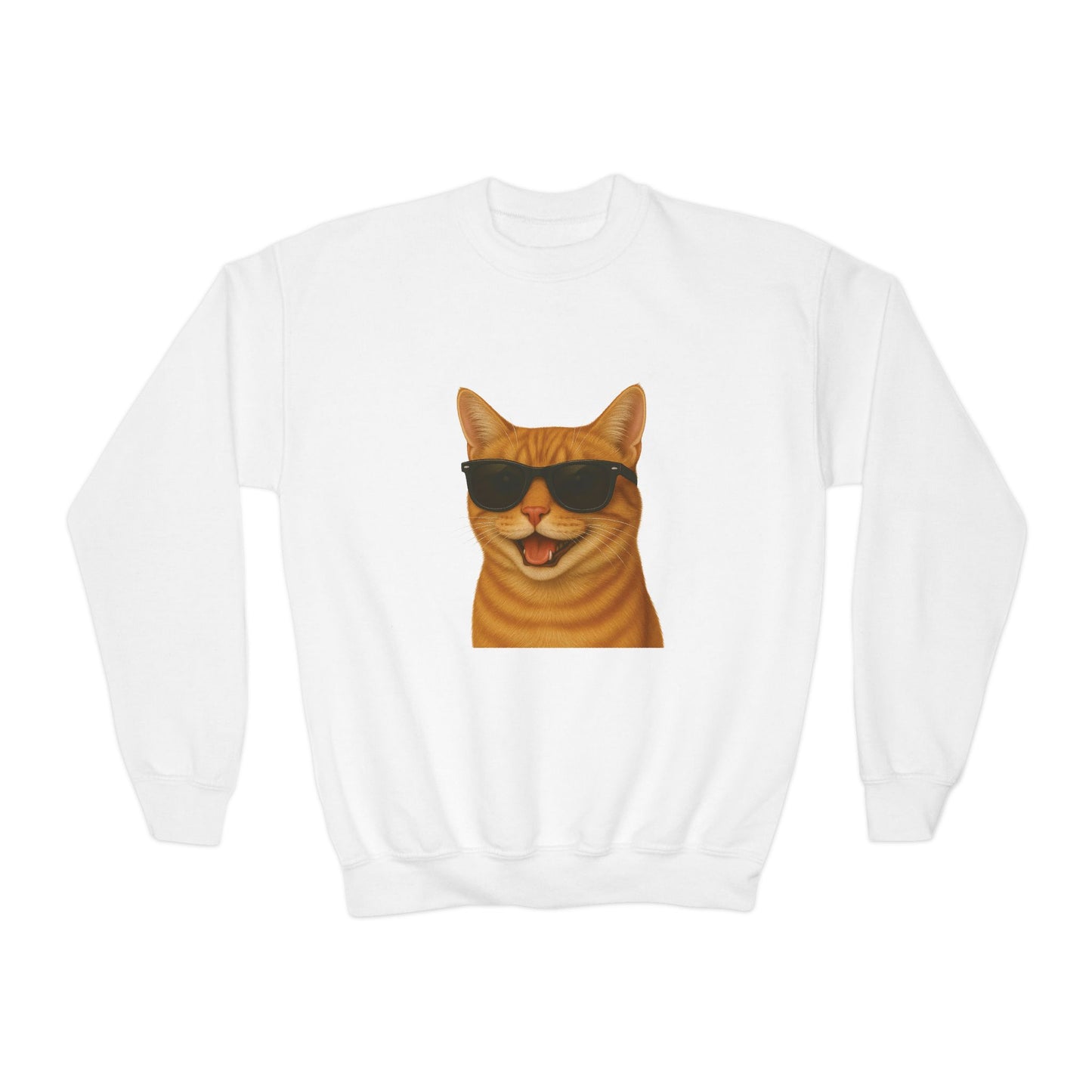 Domestic Shorthaired Orange Tabby Cat Wearing Sunglasses - Youth Sweatshirt