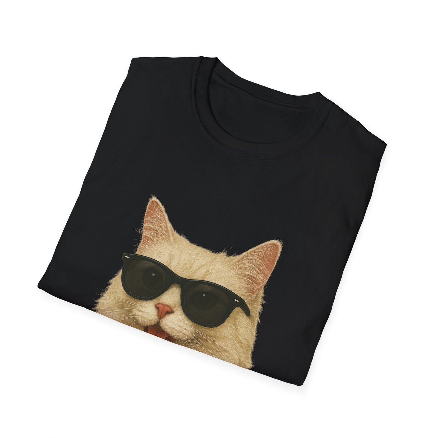 Cream Longhair Cat Wearing Sunglasses - Adult T-Shirt