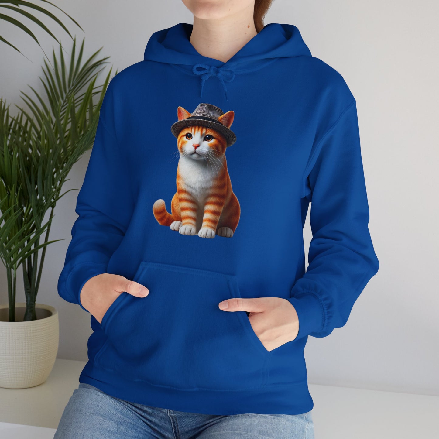 Cool Tabby Kitten Wearing Fedora Hat - Adult Hoodie - Too Cute Pets