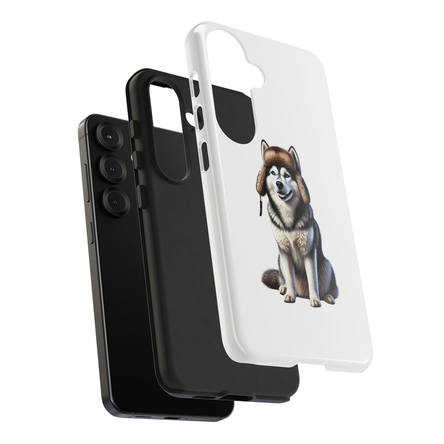 Husky Wearing a Fur Hunter Hat - Tough Phone Case