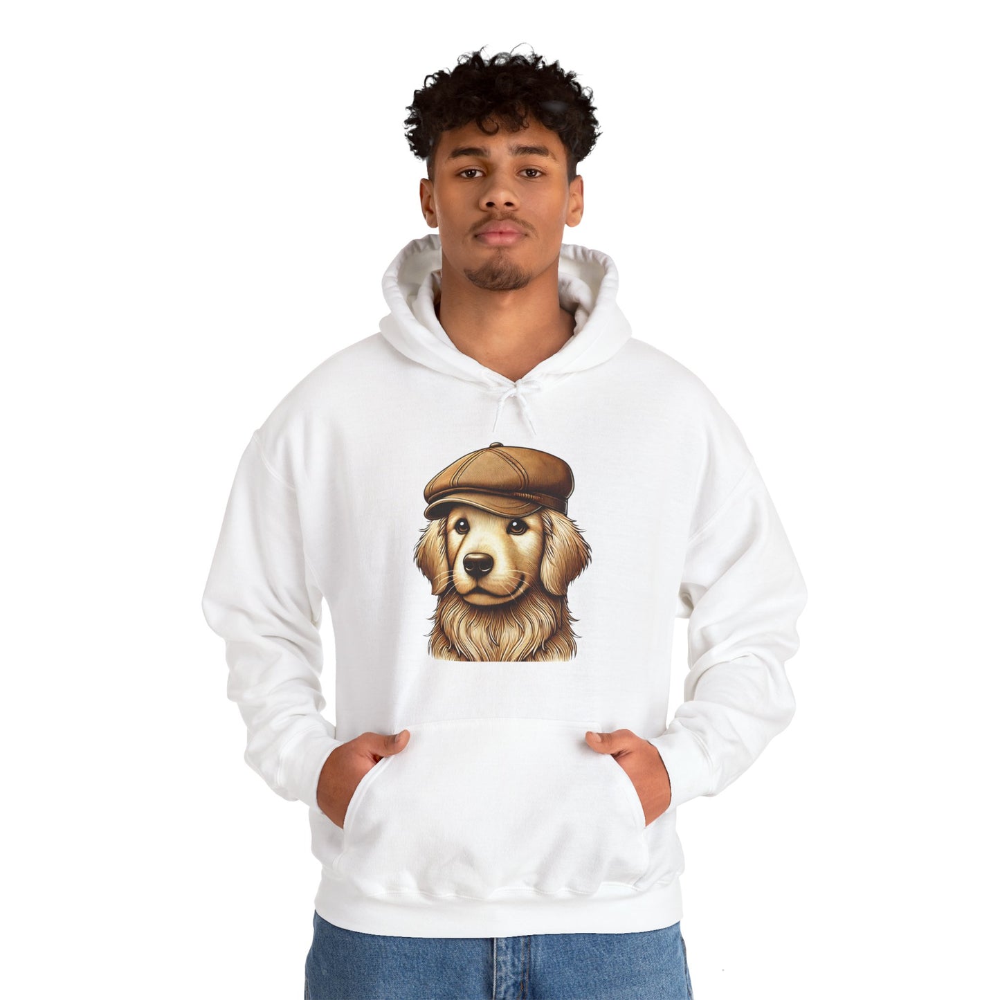 Golden Retriever Wearing Newsboy Hat - Adult Hoodie - Too Cute Pets