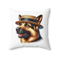 German Shepherd Wearing a Boater Hat - Throw Pillow