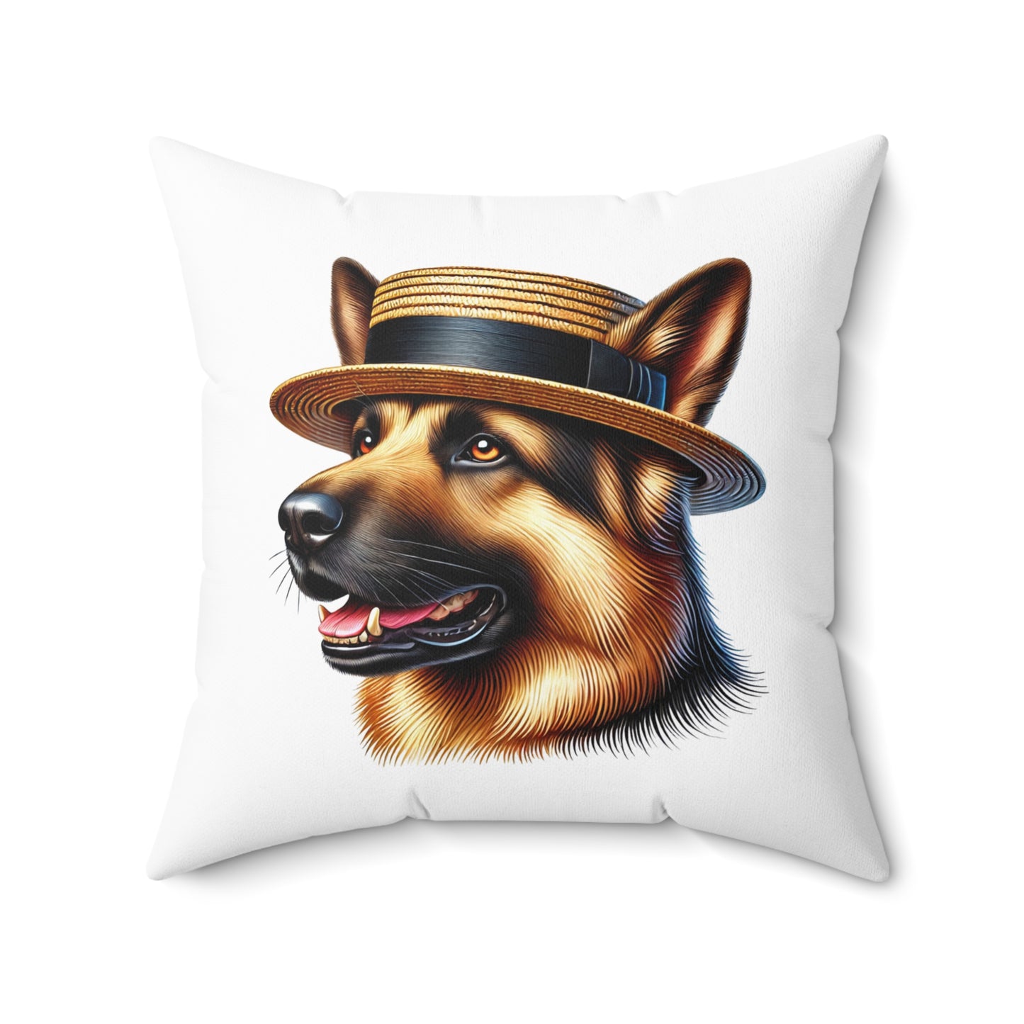 German Shepherd Wearing a Boater Hat - Throw Pillow