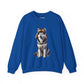 Husky in Fur Trappers Hat - Adult Crewneck Sweatshirt - Too Cute Pets