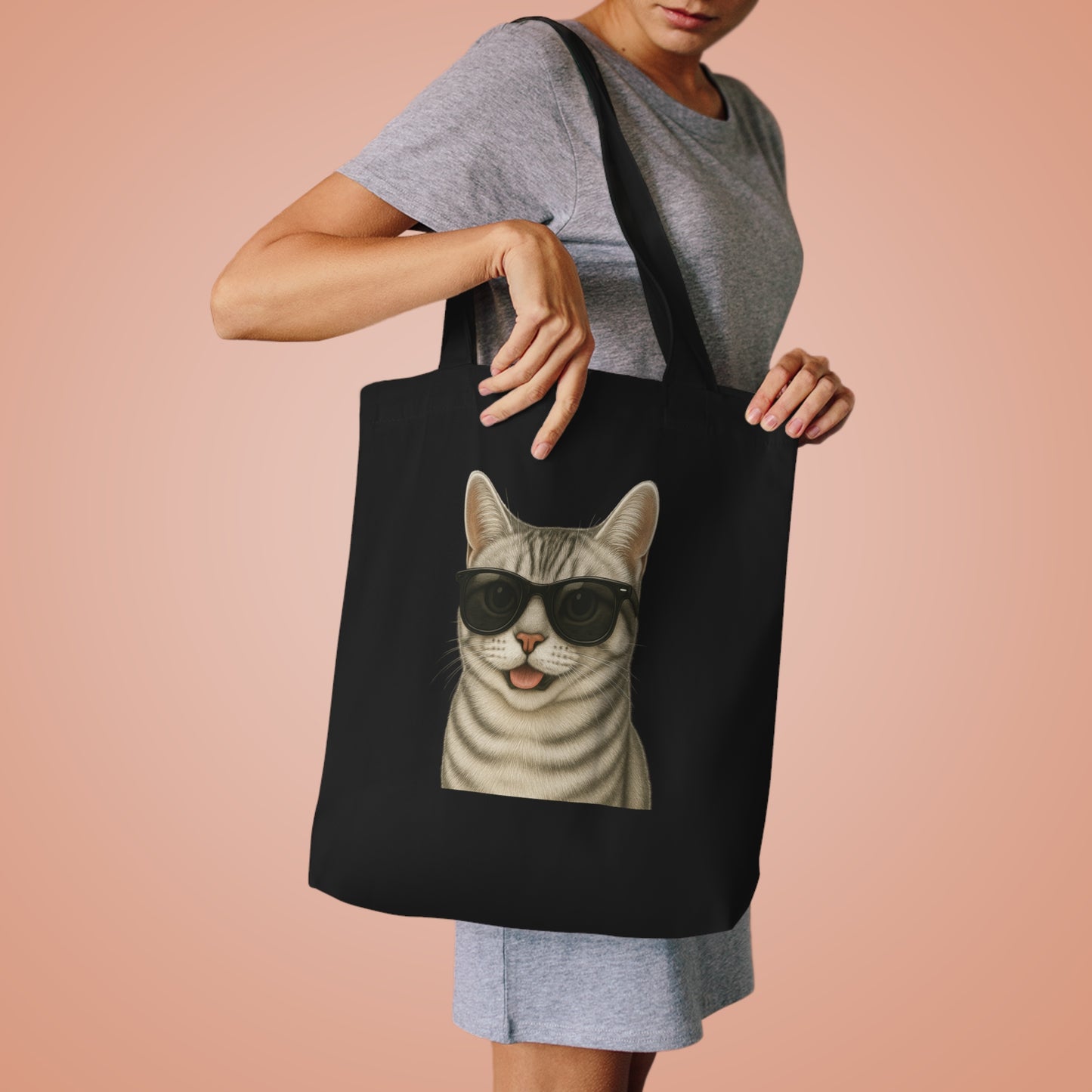 American Shorthair Silver Tabby Wearing Sunglasses Cotton Tote Bag