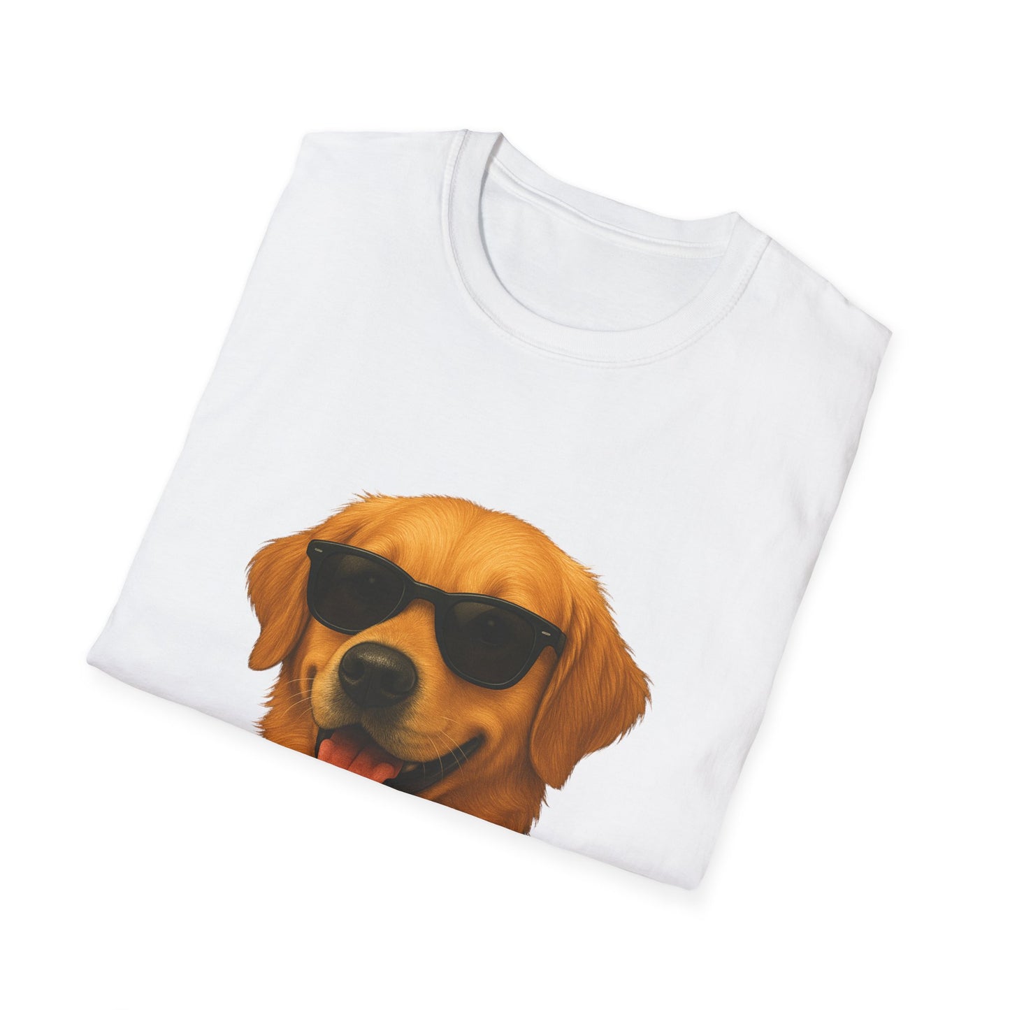 Golden Retriever Wearing Sunglasses - Adult T-Shirt