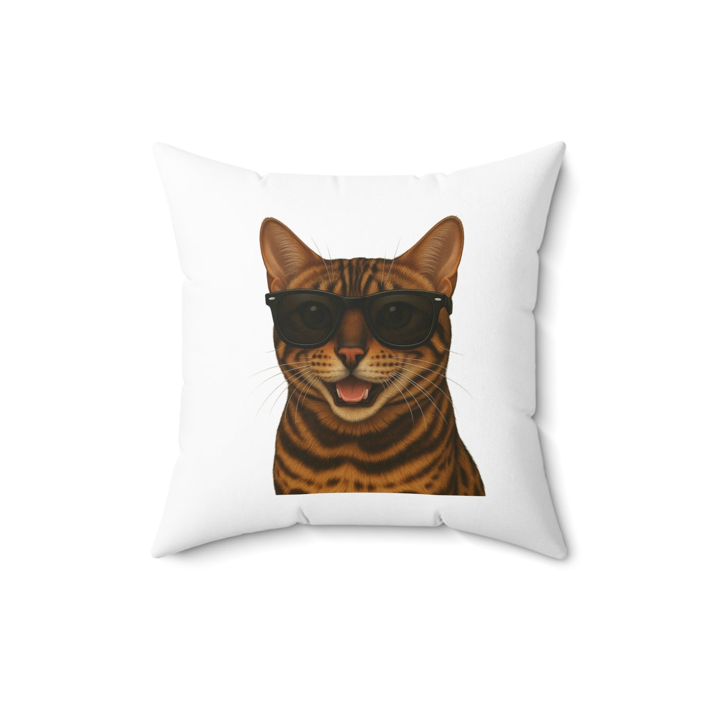Bengal Cat Wearing Sunglasses - Throw Pillow