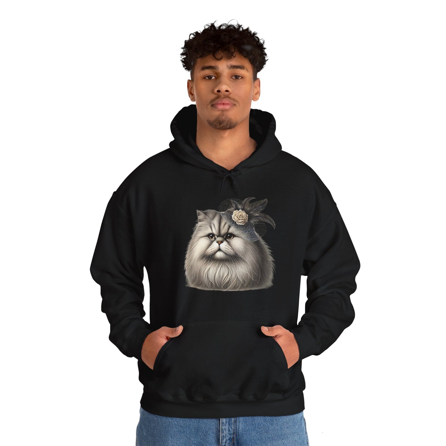 Persian Cat Wearing A Flower Fascinator - Adult Hoodie - Too Cute Pets