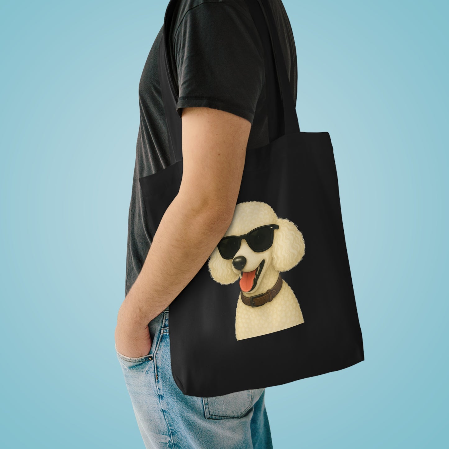 White Poodle Wearing Sunglasses Cotton Tote Bag