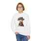 Aerdale Terrier Wearing Tweed Flat Cap- Youth Crewneck Sweatshirt - Too Cute Pets