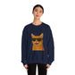 Orange Tabby Cat Wearing Sunglasses - Adult Crewneck Sweatshirt