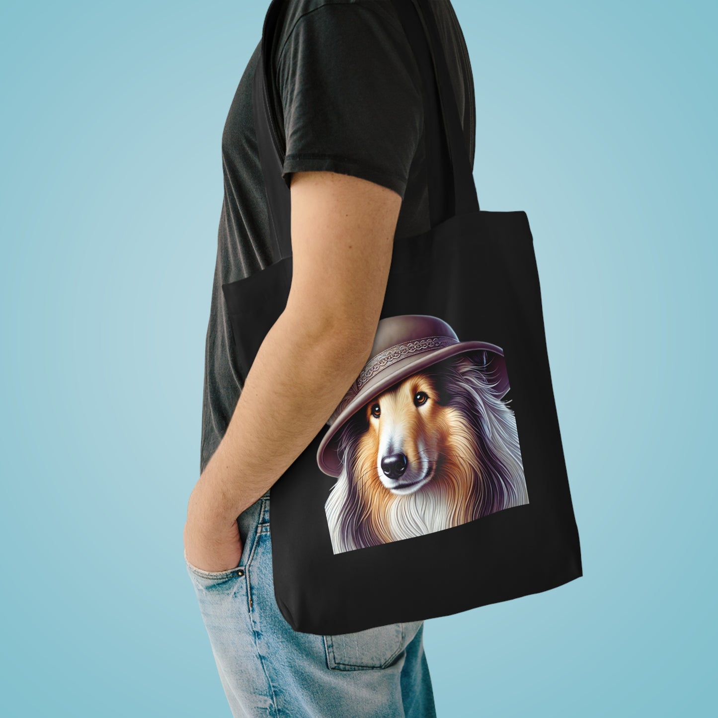 Collie Wearing a Cloche Hat - Cotton Tote Bag