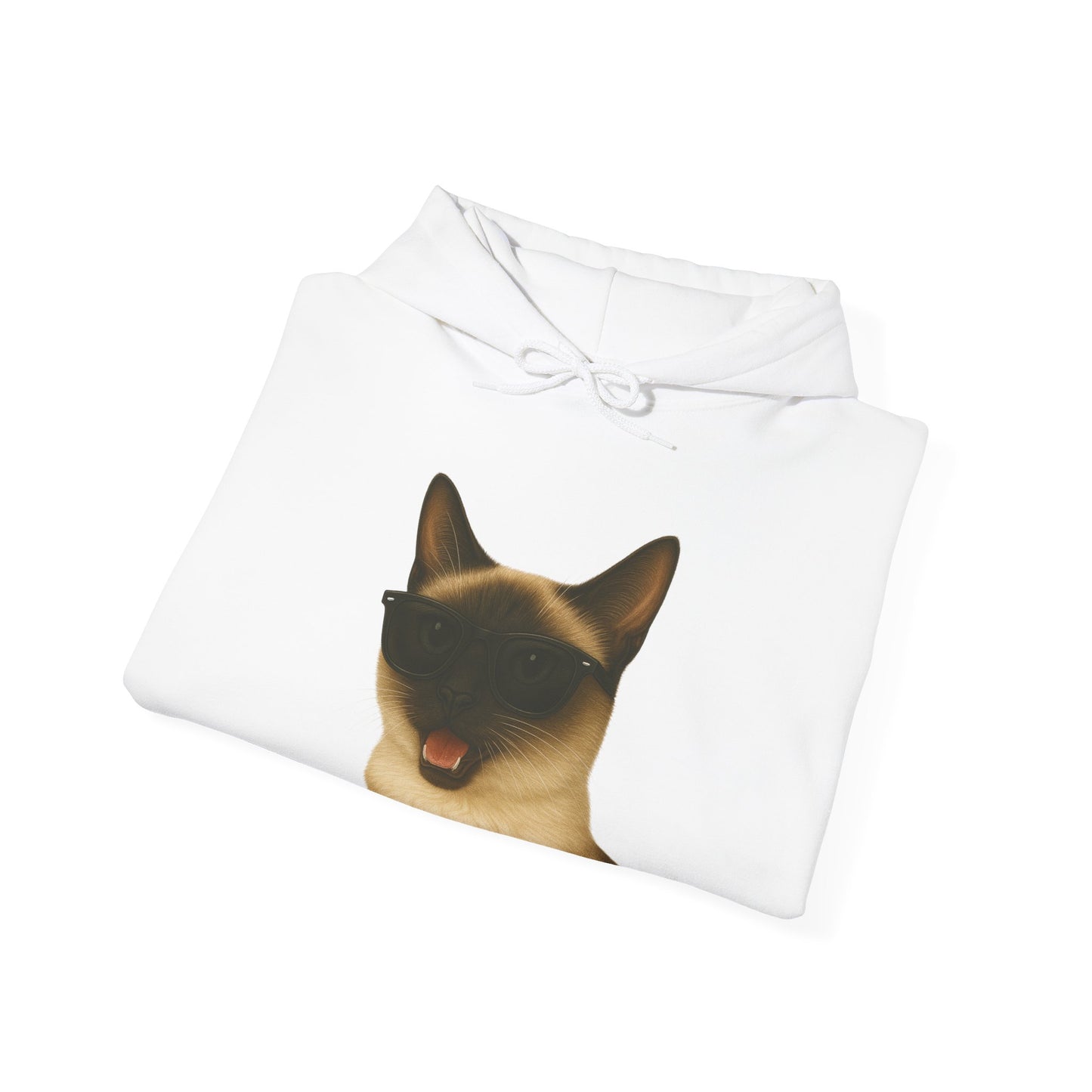 Siamese Cat Wearing Sunglasses - Adult Hoodie