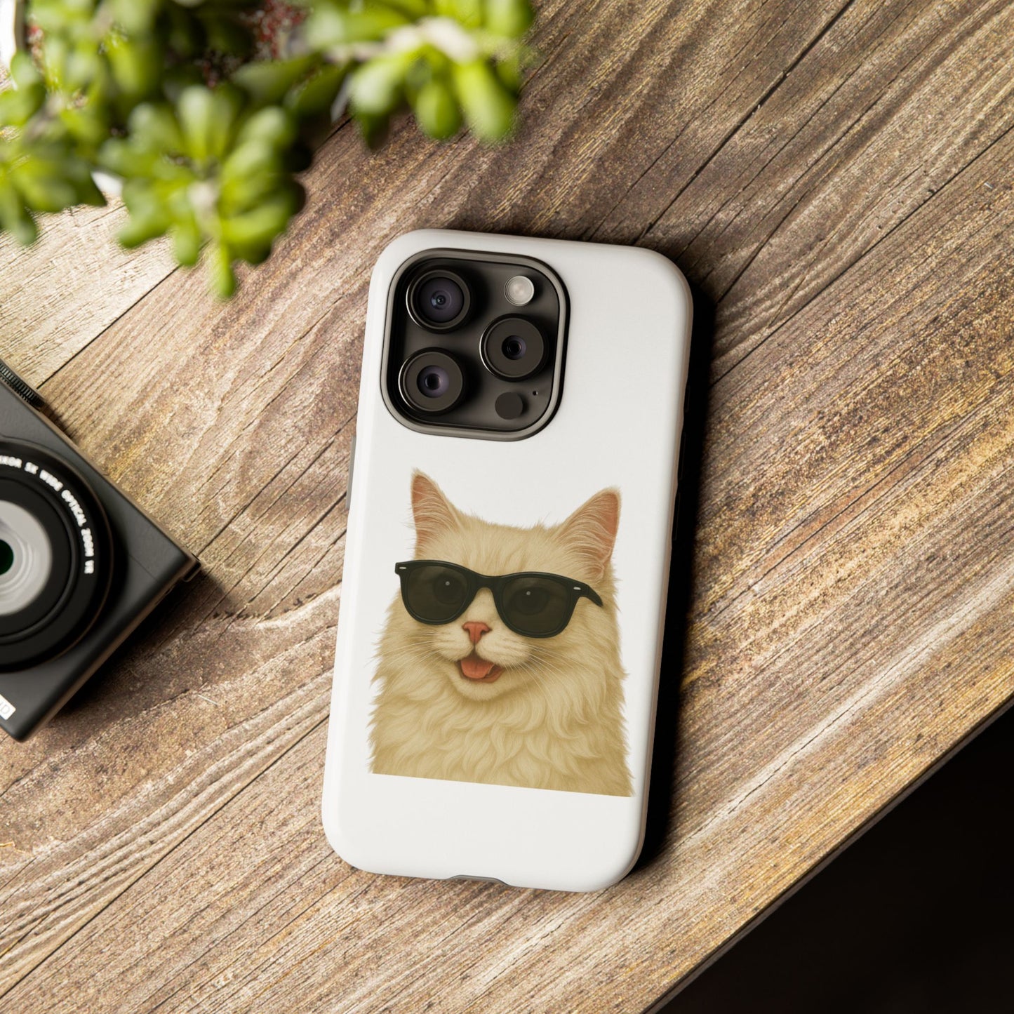 Cream Longhair Cat Wearing Sunglasses - Tough Phone Case