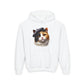 Calico Cat Wearing A Beret Youth Hoodie - Too Cute Pets