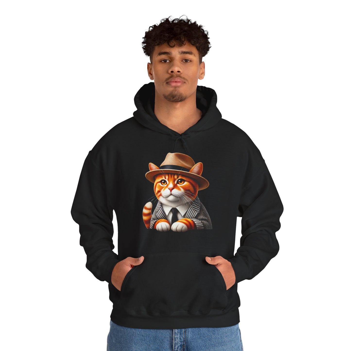 Tabby Cat in Fedora & Suit – Adult Unisex Hoodie