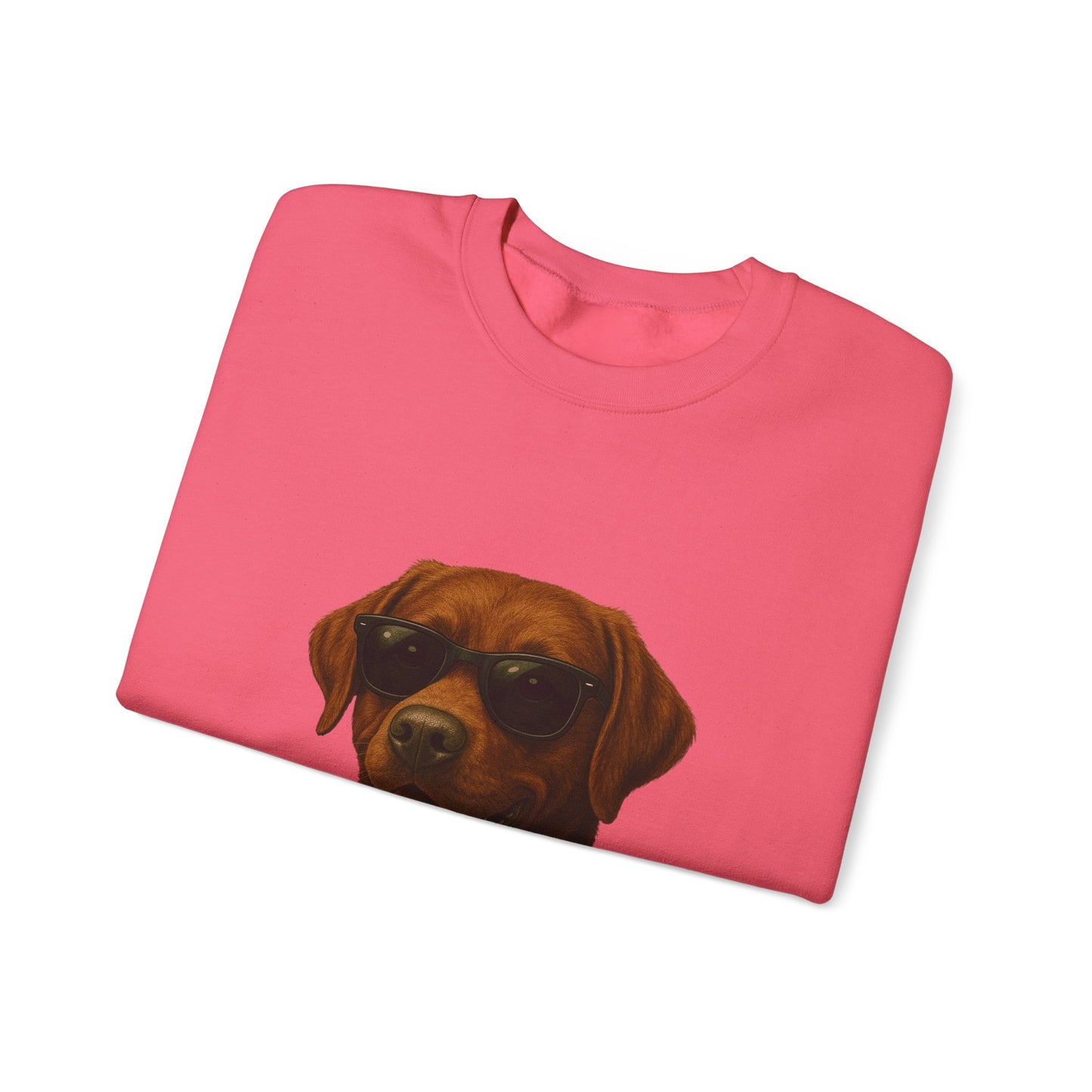 Brown Labrador Retriever Wearing Sunglasses - Adult Crewneck Sweatshirt