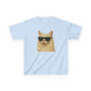 Domestic Longhaired Cat Wearing Sunglasses Kids Tee