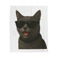 Gray Cat Wearing Sunglasses - Sherpa Blanket