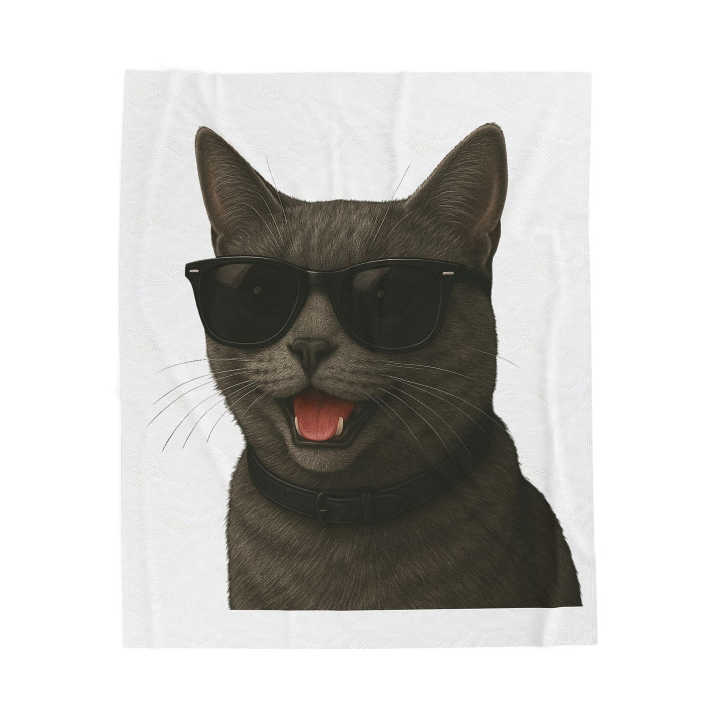 Gray Cat Wearing Sunglasses - Sherpa Blanket