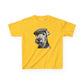 Airedale Terrier Wearing Tweed Flat Cap (Black & White)-  Youth T-Shirt  - Too Cute Pets