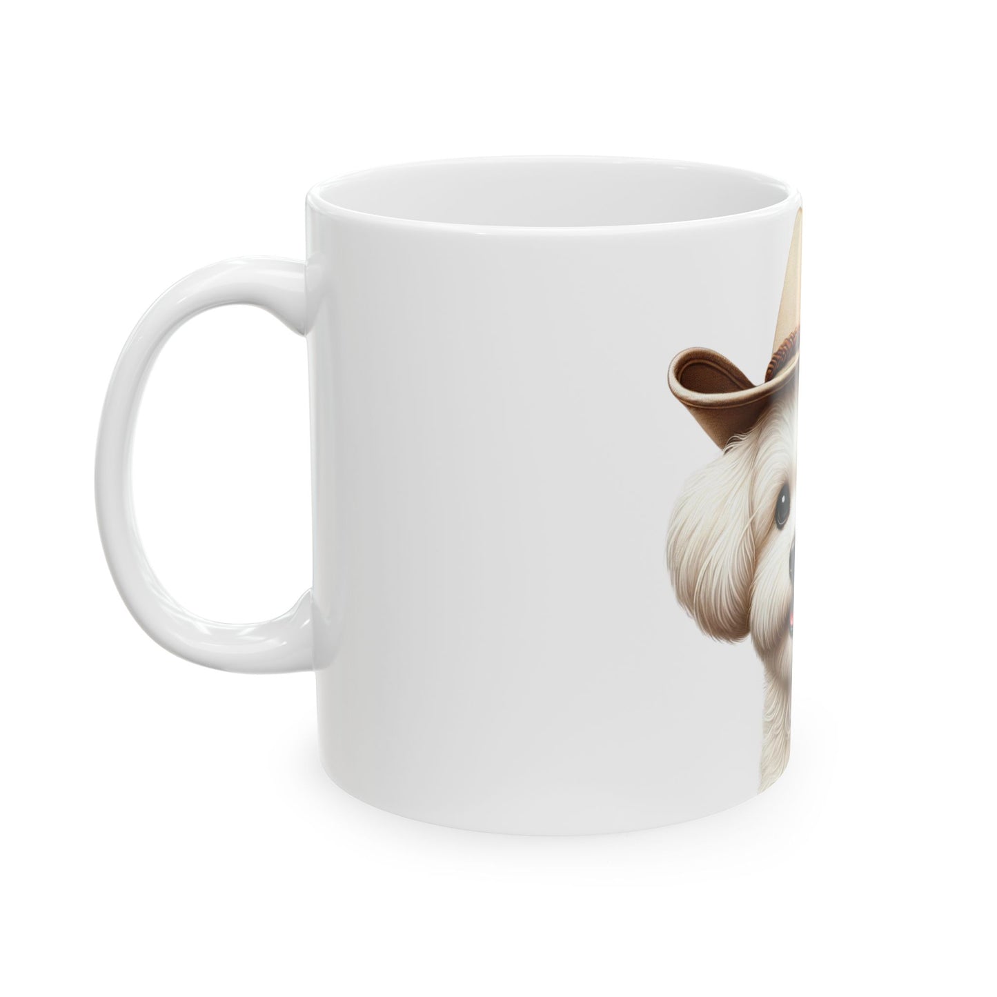 Maltese Wearing a Cowgirl Hat - Ceramic Mug