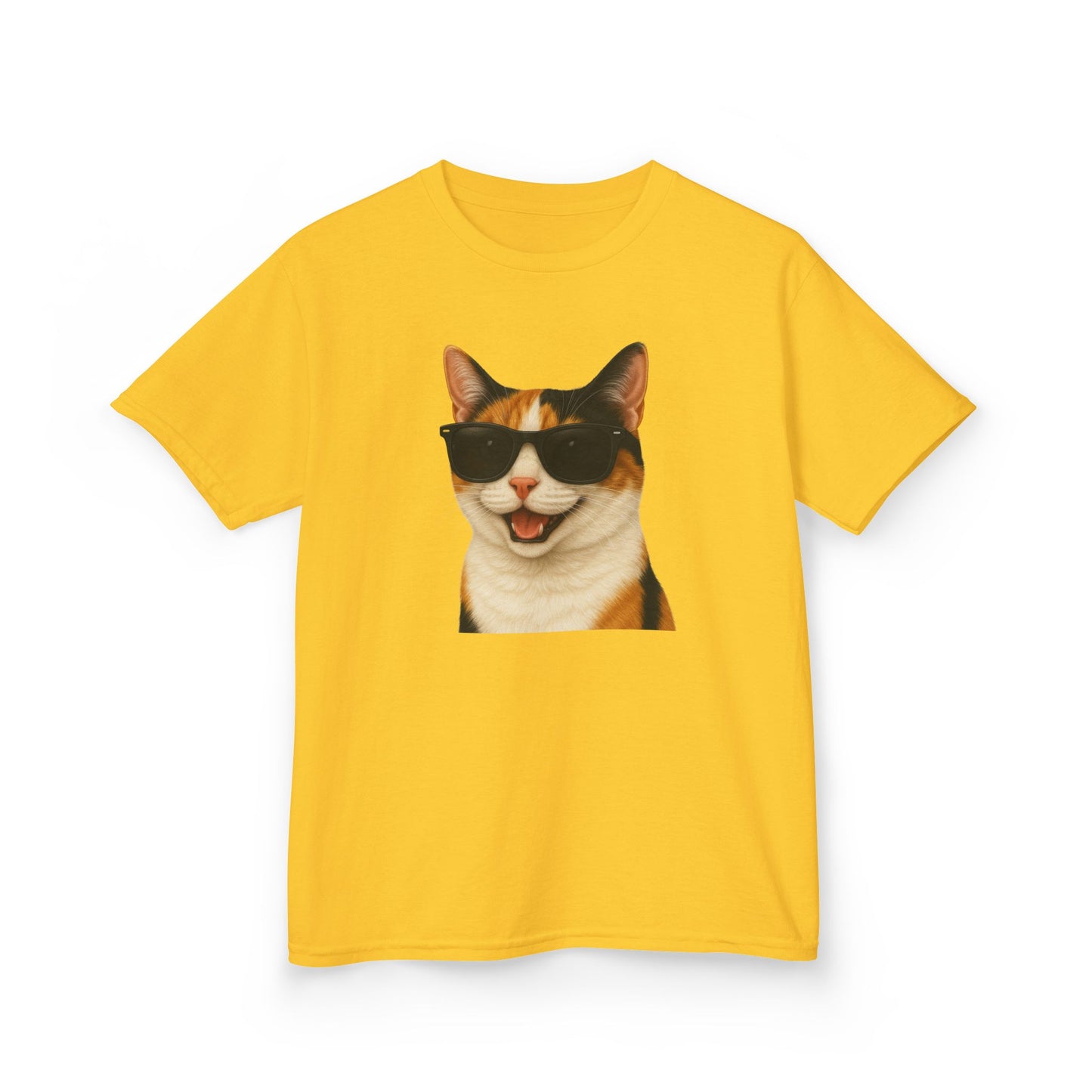 Calico Shorthair Cat Wearing Sunglasses Kids Tee