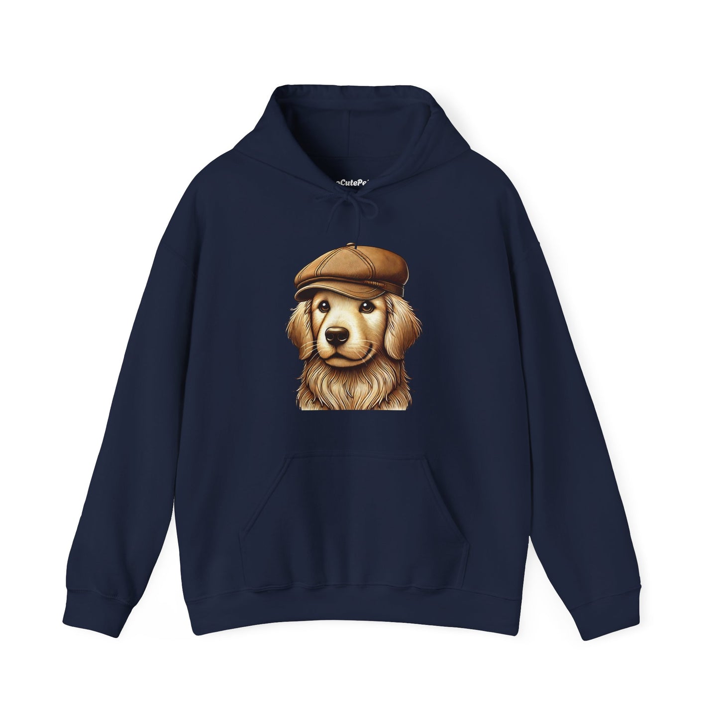 Golden Retriever Wearing Newsboy Hat - Adult Hoodie - Too Cute Pets