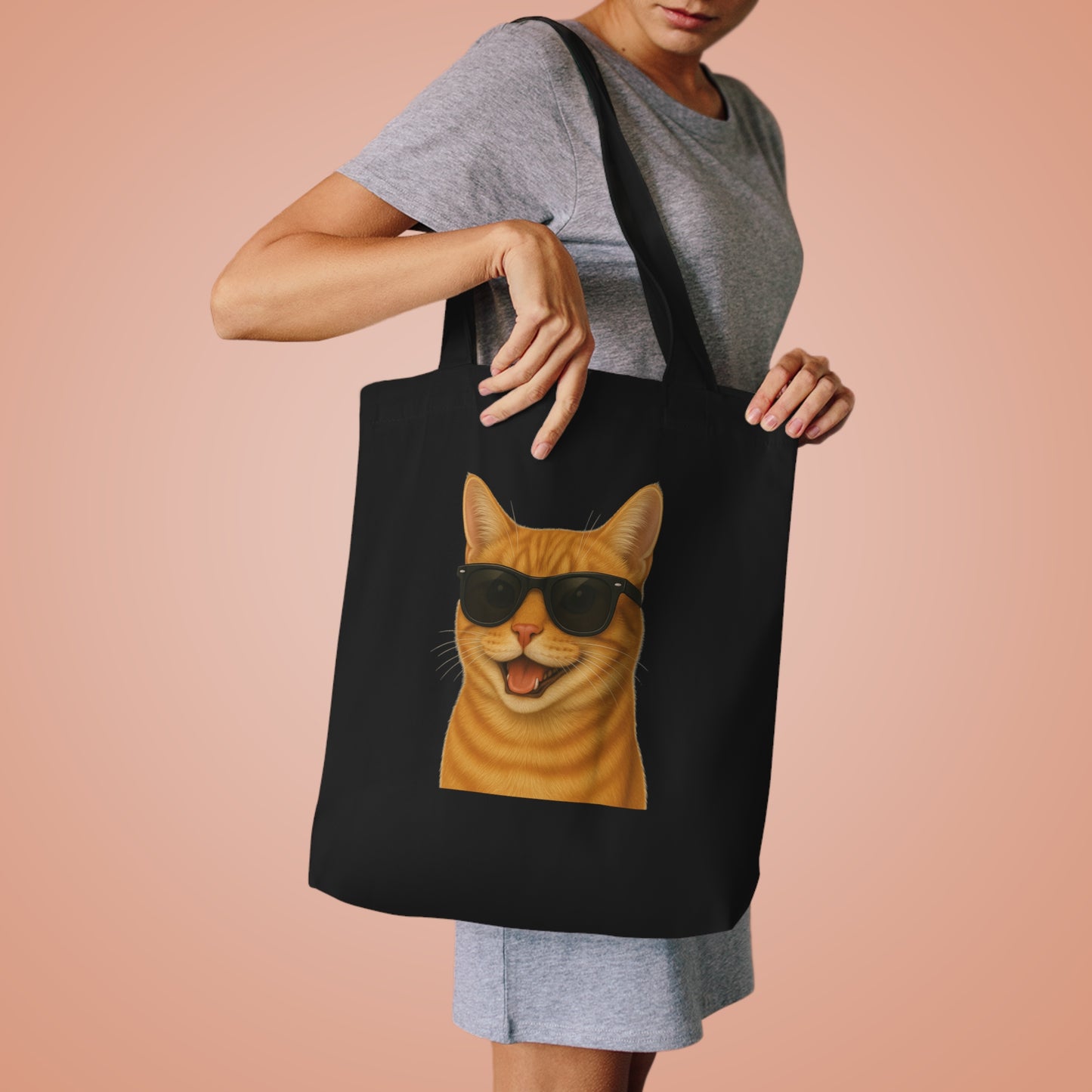 Orange Tabby Cat Wearing Sunglasses Cotton Tote Bag