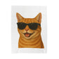 Orange Tabby Cat Wearing Sunglasses - Sherpa Blanket