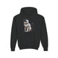 Black and White Cat Wearing A Beret-  Youth Hoodie
