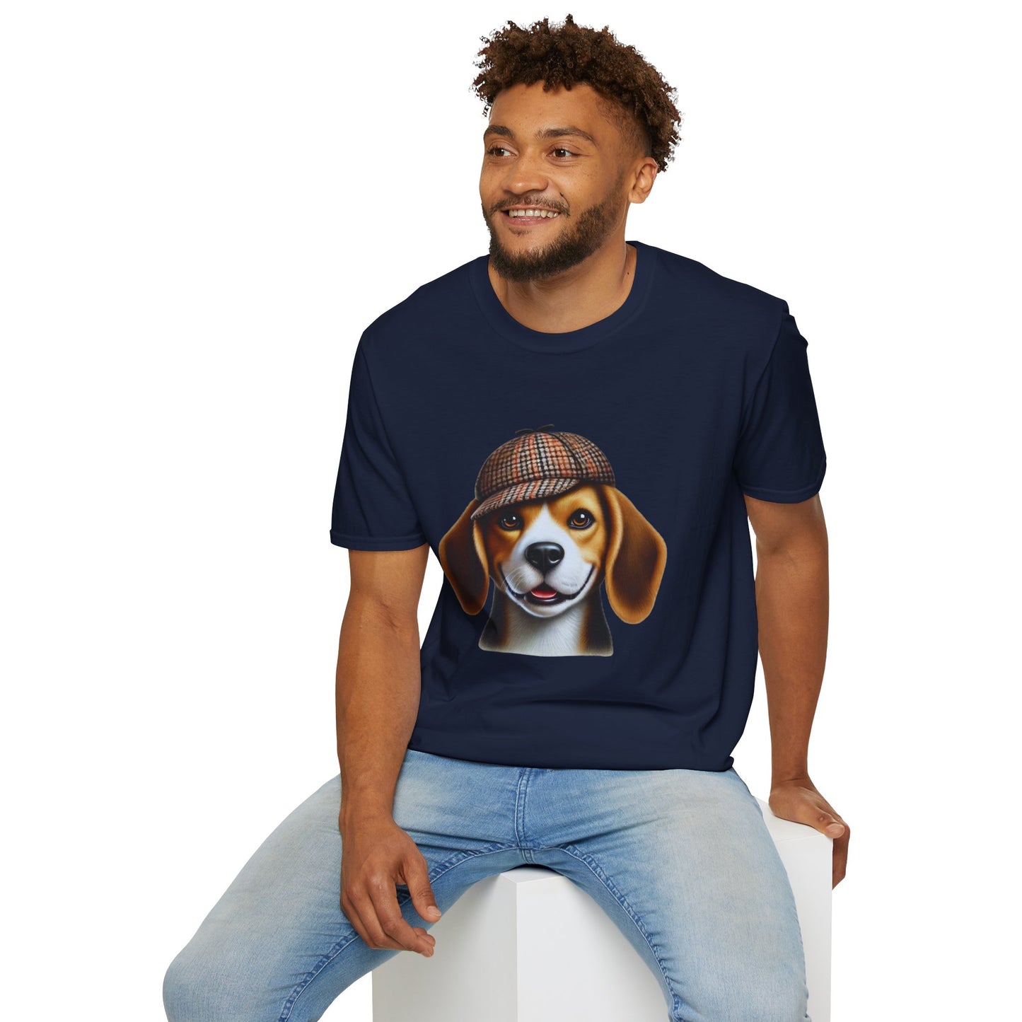 Smiling Beagle Wearing A Deerstalker Hat - Adult T-Shirt - Too Cute Pets