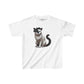 Black and White Cat Wearing Beret Youth T-Shirt  - Too Cute Pets