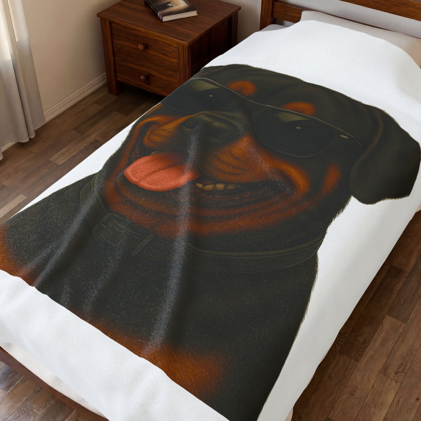 Rottweiler Wearing Sunglasses - Sherpa Blanket