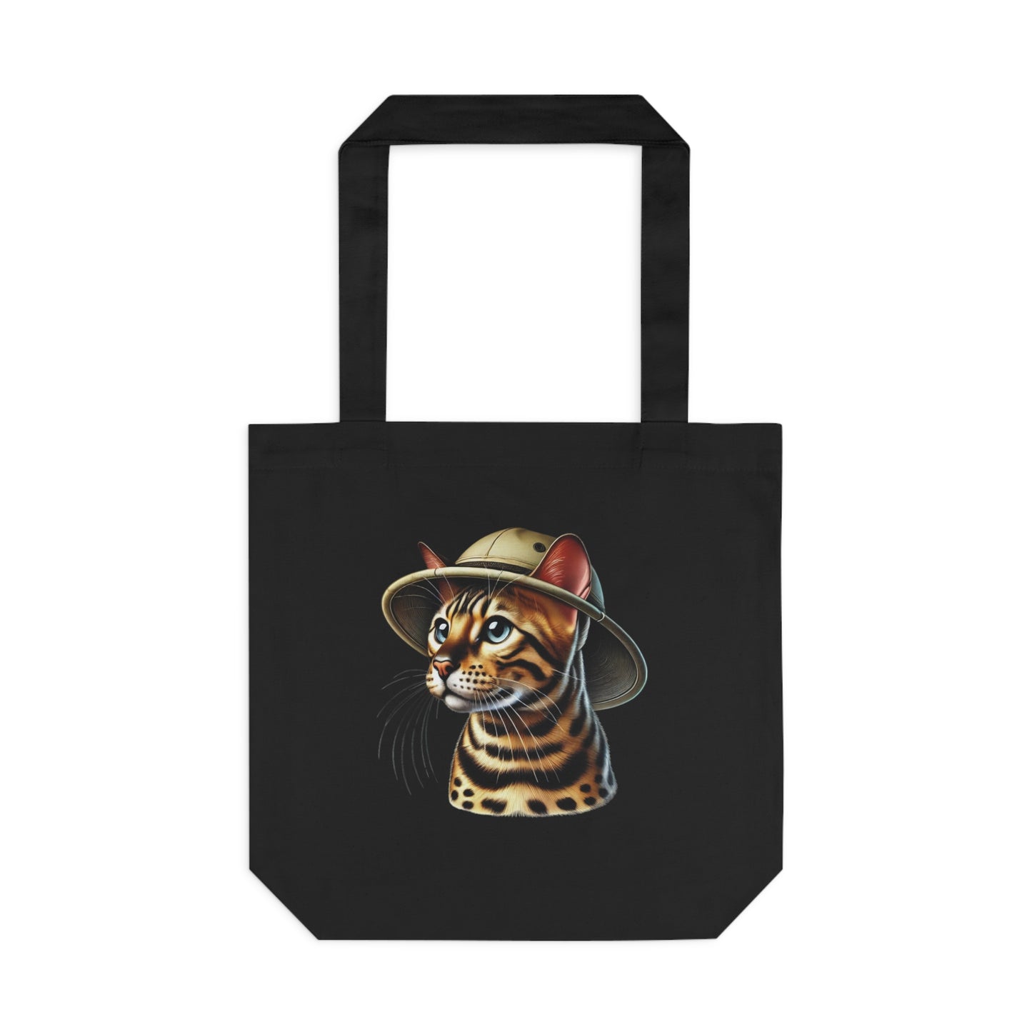 Bengal Cat Wearing a Safari Hat - Cotton Tote Bag