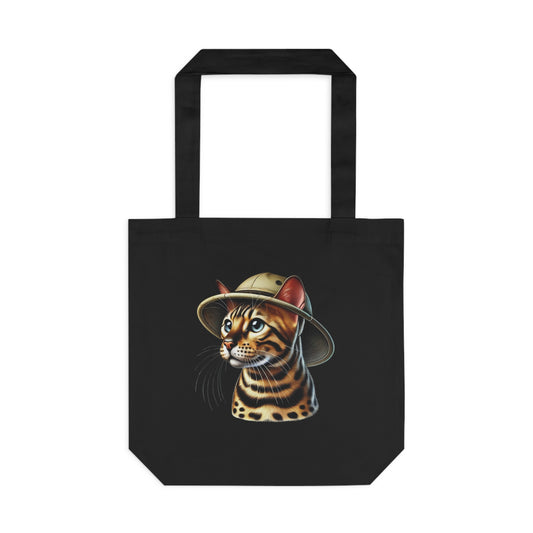 Bengal Cat Wearing a Safari Hat - Cotton Tote Bag