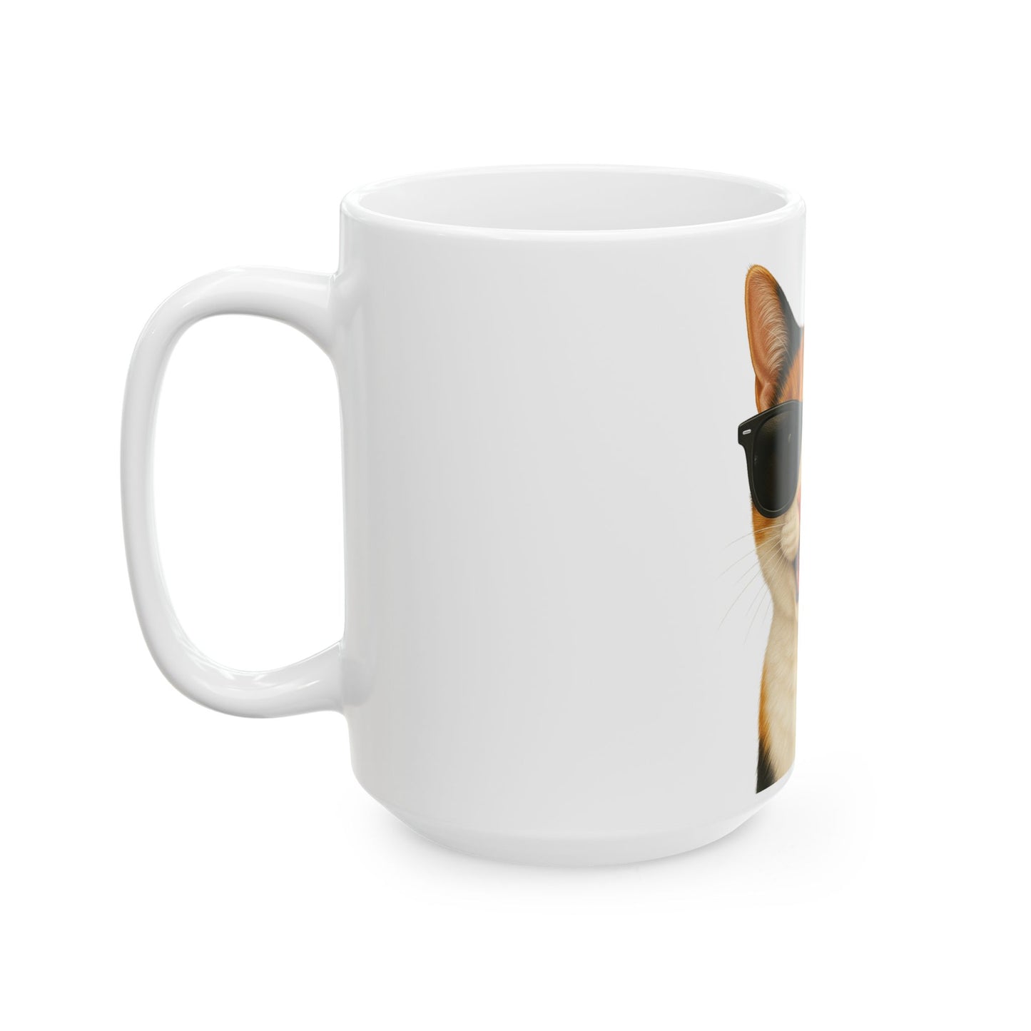Calico Shorthair Cat Wearing Sunglasses Ceramic Mug