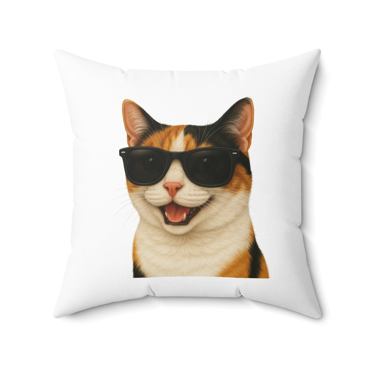 Calico Shorthair Cat Wearing Sunglasses - Throw Pillow