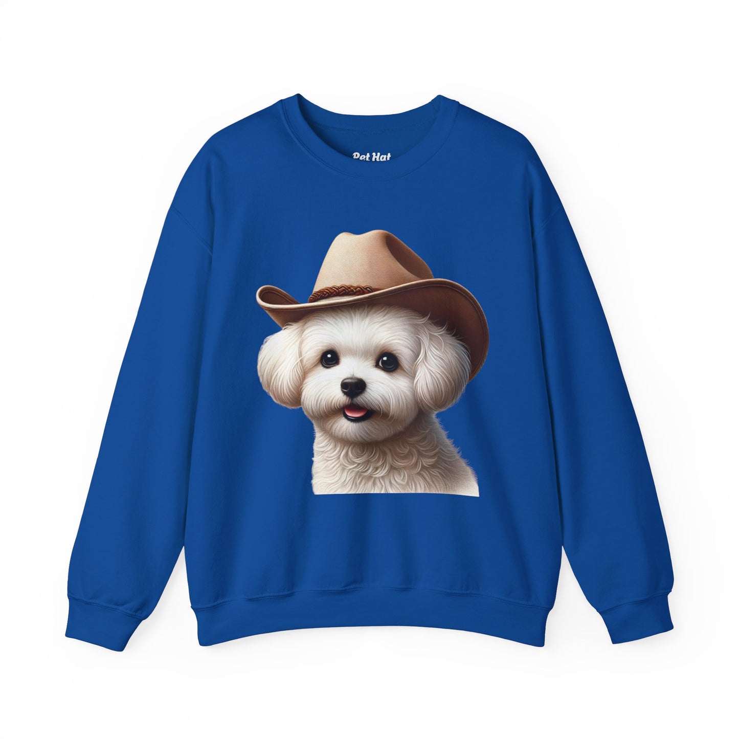 Cute Maltese Wearing A Cowgirl Hat- Adult Crewneck Sweatshirt - Too Cute Pets