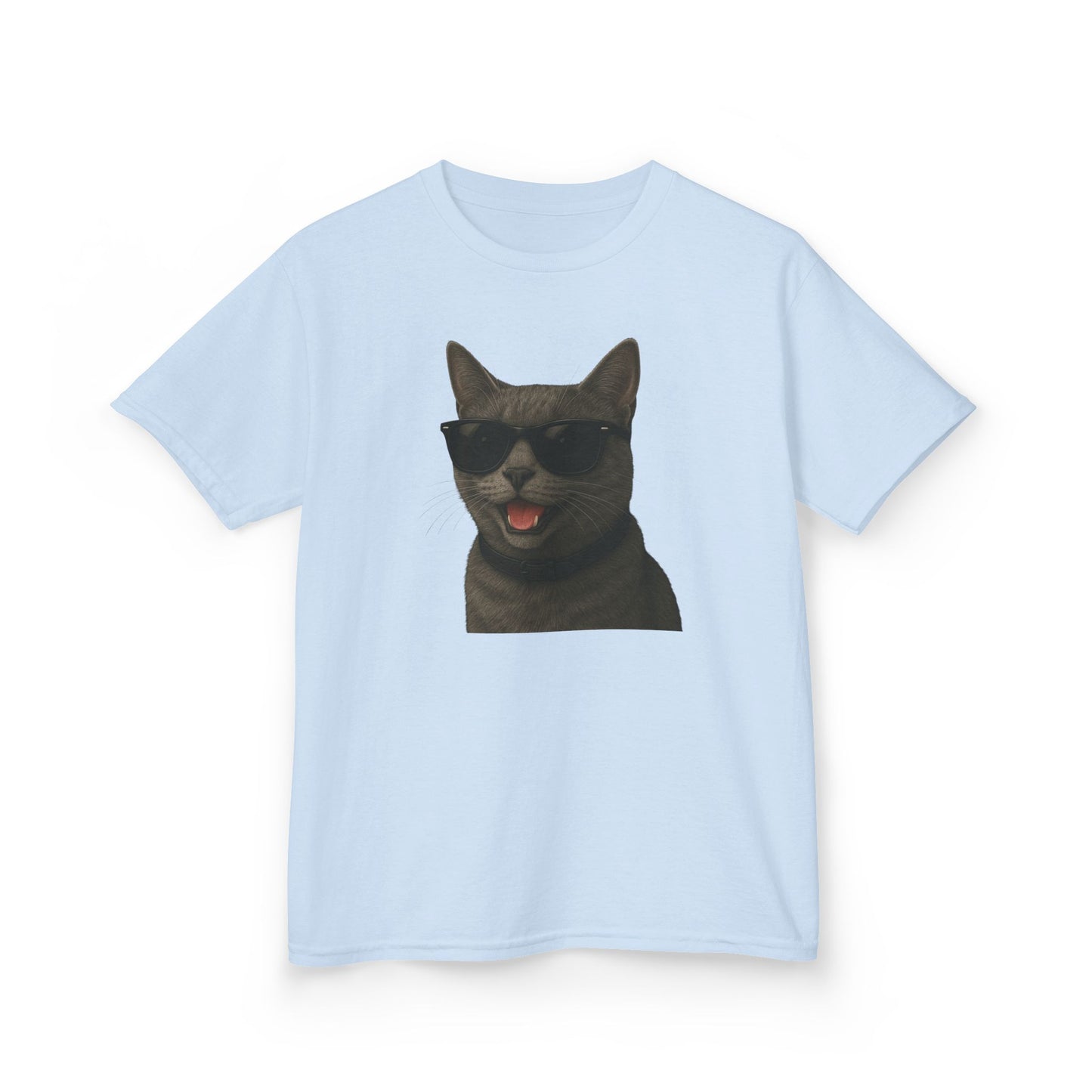 Gray Cat Wearing Sunglasses Kids Tee