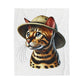 Bengal Cat Wearing a Safari Hat - Sherpa Blanket