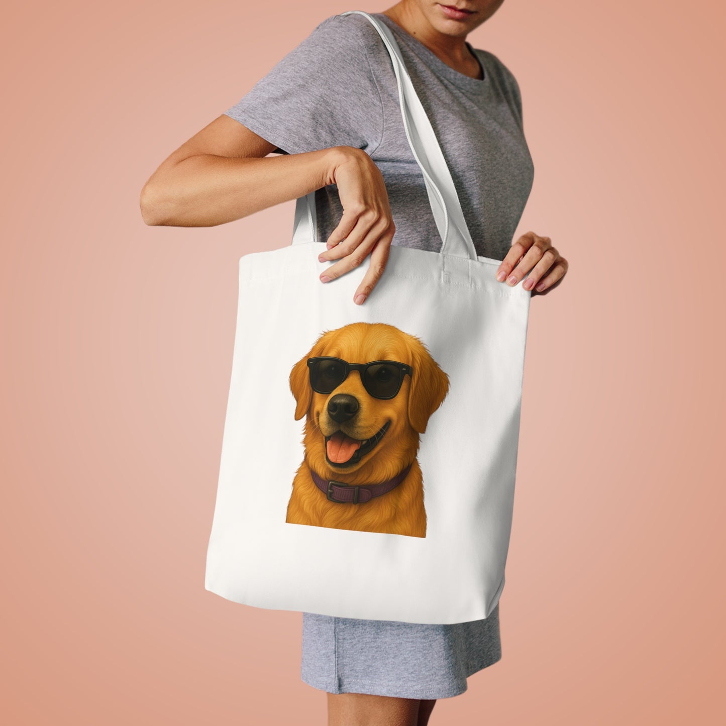 Golden Retriever Wearing Sunglasses Cotton Tote Bag