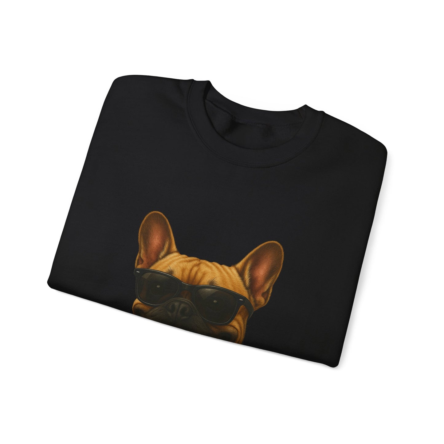 French Bulldog Wearing Sunglasses - Adult Crewneck Sweatshirt