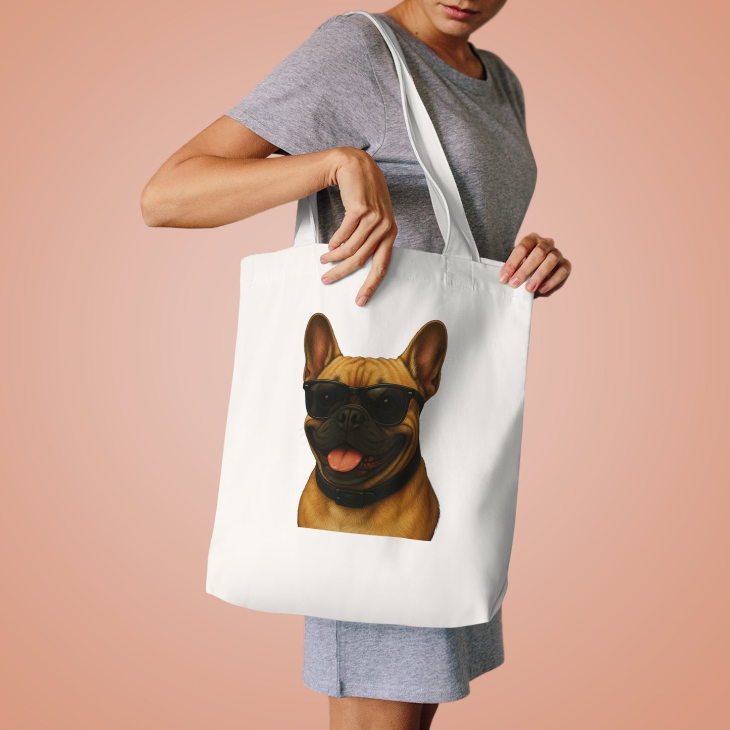 French Bulldog Wearing Sunglasses Cotton Tote Bag